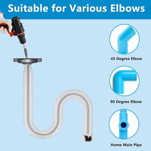 Drain Snake, Spring Drain Clog Remover with Electric Drill Connector, Durable Metal Hair Snake Tool Drain Opener for Sewer Kitchen Sink Bathroom Clogged Unblocker,1 Pcs 118.1 Inch 9.8 FT in Saudi Arabia