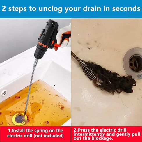 Drain Snake, Spring Drain Clog Remover with Electric Drill Connector, Durable Metal Hair Snake Tool Drain Opener for Sewer Kitchen Sink Bathroom Clogged Unblocker,1 Pcs 118.1 Inch 9.8 FT in Saudi Arabia