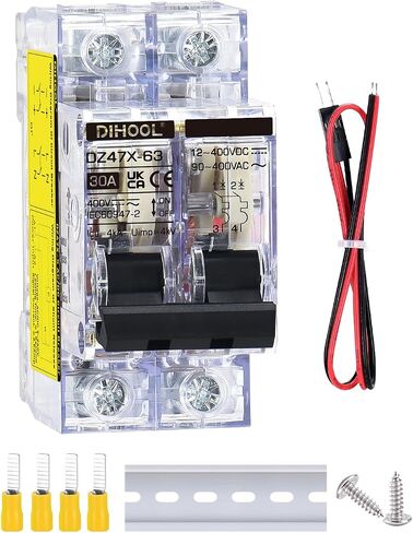 Dihool AC DC قاطع دائرة مصغرة ، 30 أمبير 12-240V 2 عمود التحكم عن بُعد عن طريق تعثر الإشارة ، مفتاح قطع الاتصال الشمسي للسكك الحديدية. in Kuwait