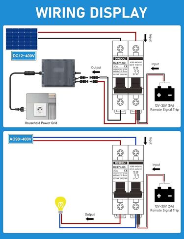Dihool AC DC قاطع دائرة مصغرة ، 30 أمبير 12-240V 2 عمود التحكم عن بُعد عن طريق تعثر الإشارة ، مفتاح قطع الاتصال الشمسي للسكك الحديدية. in Kuwait