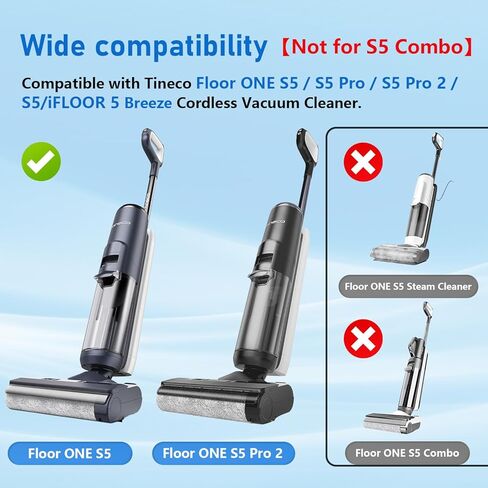 Floor One S5 Roller Brush Presshing and Vacuum Filter Kit متوافق مع Floor Tineco One S5/S5 Pro 2/Ifloor 5 Breeze Cordless Wet Dry Pression ، 2 brush brush ، 2 filters 【not fit S5 combo】 in Saudi Arabia