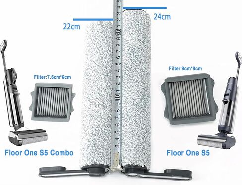 Floor One S5 Roller Brush Presshing and Vacuum Filter Kit متوافق مع Floor Tineco One S5/S5 Pro 2/Ifloor 5 Breeze Cordless Wet Dry Pression ، 2 brush brush ، 2 filters 【not fit S5 combo】 in Saudi Arabia
