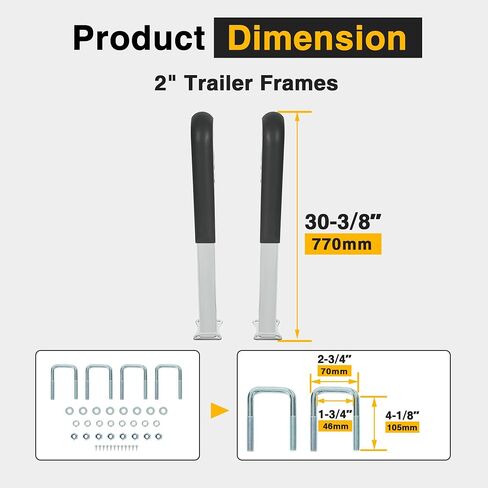 ECOTRIC 30" Pontoon Boat Trailer Loading Guide, Fits 2" Trailer Frames Zinc-Plated Heavy-Duty Pontoon Trailer Guide for Ski Boat, Fishing Boat or Sailboat Trailer (2 Pcs) in Saudi Arabia