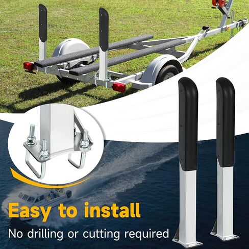 ECOTRIC 30" Pontoon Boat Trailer Loading Guide, Fits 2" Trailer Frames Zinc-Plated Heavy-Duty Pontoon Trailer Guide for Ski Boat, Fishing Boat or Sailboat Trailer (2 Pcs) in Saudi Arabia