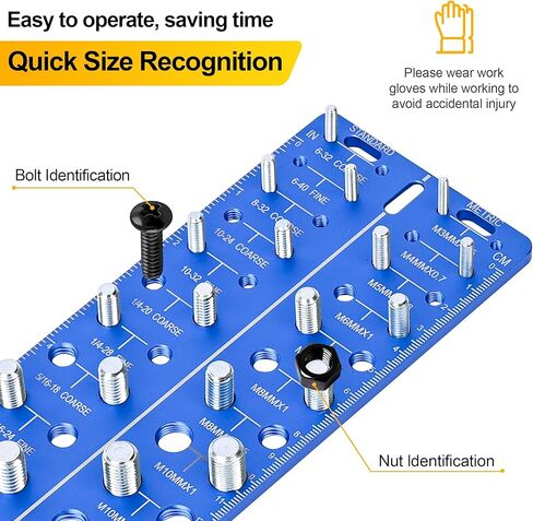 30-in-1 Nut & Bolt Thread Checker-أداة قياس مؤشر ترابط القياس القياسية مع 15 SAE و 15 أحجام متري ، معرف مؤشر ترابط قابل للتجربة مع حاكم بوصة و CM in Kuwait