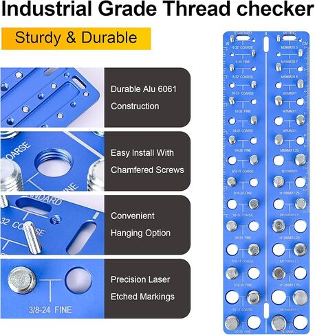 30-in-1 Nut & Bolt Thread Checker-أداة قياس مؤشر ترابط القياس القياسية مع 15 SAE و 15 أحجام متري ، معرف مؤشر ترابط قابل للتجربة مع حاكم بوصة و CM in Kuwait
