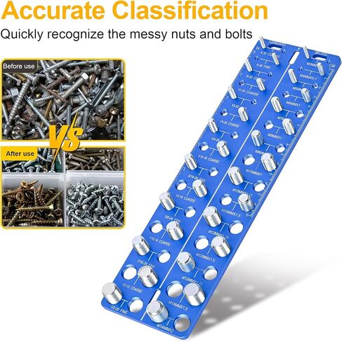 30-in-1 Nut & Bolt Thread Checker-أداة قياس مؤشر ترابط القياس القياسية مع 15 SAE و 15 أحجام متري ، معرف مؤشر ترابط قابل للتجربة مع حاكم بوصة و CM in Kuwait