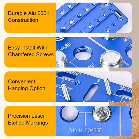 30-in-1 Nut & Bolt Thread Checker-أداة قياس مؤشر ترابط القياس القياسية مع 15 SAE و 15 أحجام متري ، معرف مؤشر ترابط قابل للتجربة مع حاكم بوصة و CM in Kuwait