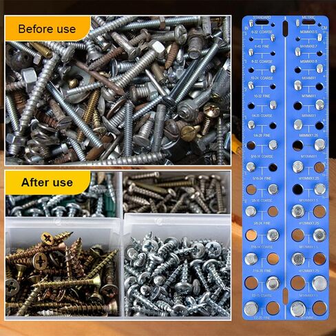 30-in-1 Nut & Bolt Thread Checker-أداة قياس مؤشر ترابط القياس القياسية مع 15 SAE و 15 أحجام متري ، معرف مؤشر ترابط قابل للتجربة مع حاكم بوصة و CM in Kuwait