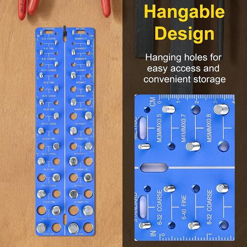 30-in-1 Nut & Bolt Thread Checker-أداة قياس مؤشر ترابط القياس القياسية مع 15 SAE و 15 أحجام متري ، معرف مؤشر ترابط قابل للتجربة مع حاكم بوصة و CM in Kuwait