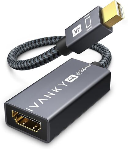 IVANKY Mini Displayport to HDMI Adapter [2-Pack, Super Slim, Nylon Braided] Mini DP to HDMI Adapter for Microsoft Surface Pro/Dock, Apple MacBook Air/Pro, Monitor, Projector and More -Space Grey in Kuwait