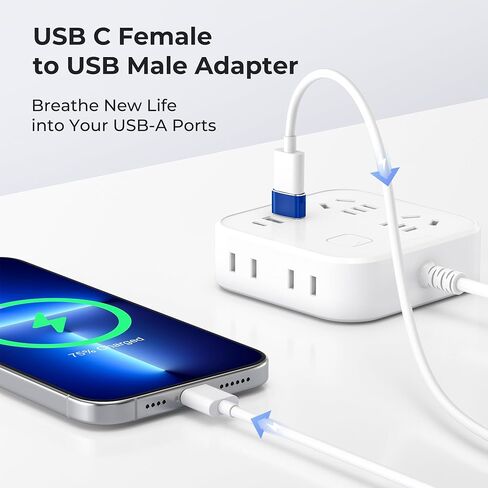 Basesailor USB to USB C Adapter 4 Pack,Type C Female to A Male Charger Cable Converter for Apple Watch Series 7,iPhone 12 13 14 15 Max,iPad 9 10 Pro 6th,Samsung Galaxy S22 S23 A13 A53 Z Flip/Fold Car in Saudi Arabia