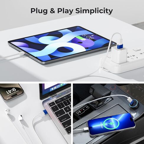 Basesailor USB to USB C Adapter 4 Pack,Type C Female to A Male Charger Cable Converter for Apple Watch Series 7,iPhone 12 13 14 15 Max,iPad 9 10 Pro 6th,Samsung Galaxy S22 S23 A13 A53 Z Flip/Fold Car in Saudi Arabia