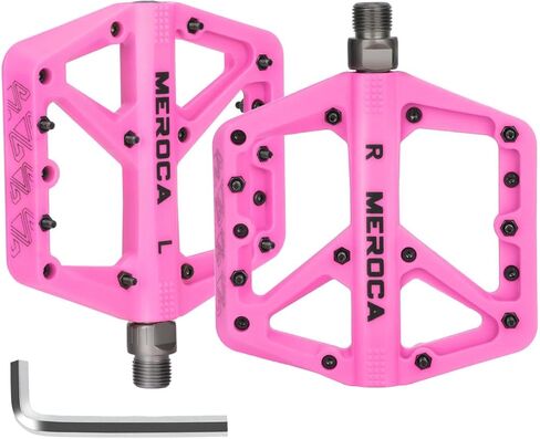 MEROCA Mountain Bike Nylon Pedals, Mountain Bike Pedals, Non-Slip Lightweight Nylon Fiber Bicycle Pedals in Kuwait