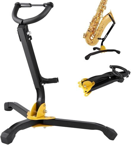 Compact Saxophone Stand With Adjustable Backrest, Foldable Metal Stand For Alto/Tenor, Anti-Slip Triangle Base With Lock in Saudi Arabia