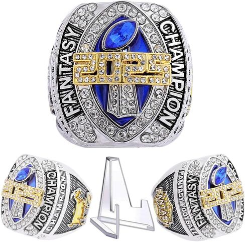 2025 بطولة كرة القدم الخيالية خاتم ثقيل بطل FFL Ring Gold Silver Tone Plated Trophy للفائز في دوري كرة القدم الخيالي in Kuwait