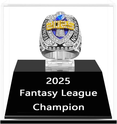 2025 بطولة كرة القدم الخيالية خاتم ثقيل بطل FFL Ring Gold Silver Tone Plated Trophy للفائز في دوري كرة القدم الخيالي in Kuwait
