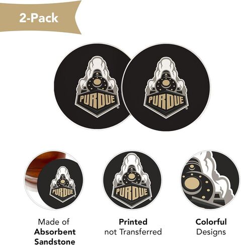 Desert Cactus Purdue University Car Accessories PU Boilermakers Absorbent Sandstone Cup Coasters Licensed Product Set of 2 (Design A) in Kuwait