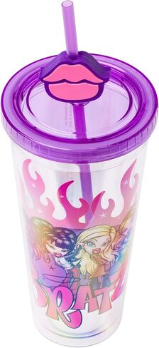 Silver Buffalo Sanrio Hello Kitty and Friends Keroppi Plastic Cold Cup with Lid and Straw Topper, 24 Ounces in Saudi Arabia