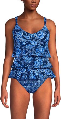 Lands' End Women's Smoothing Control Ruffle Fauxkini One Piece Swimsuit in Saudi Arabia