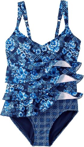 Lands' End Women's Smoothing Control Ruffle Fauxkini One Piece Swimsuit in Saudi Arabia