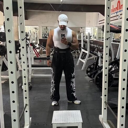 Men's Gothic Graphic Joggers Relaxed Fit Punk Streetwear Sweatpants with Pockets Hip Hop Lounge Track Pants in Kuwait