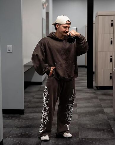 Men's Gothic Graphic Joggers Relaxed Fit Punk Streetwear Sweatpants with Pockets Hip Hop Lounge Track Pants in Kuwait