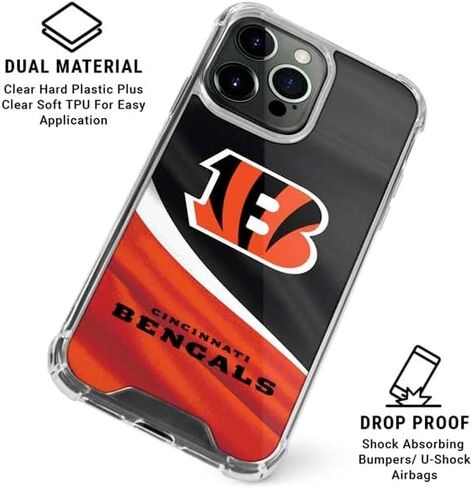 Skinit Clear Phone Case Compatible with iPhone 16 Pro Max - Officially Licensed NFL Cincinnati Bengals Design in Saudi Arabia