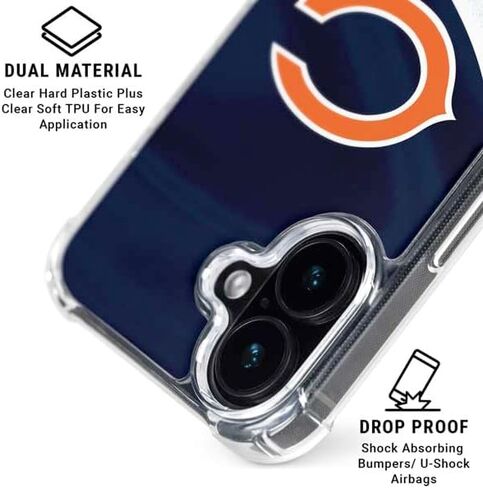 حالة Skinit Clear Phone Case متوافقة مع iPhone 16 Plus - تصميم NFL Chicago Bears المرخص رسميًا in Saudi Arabia