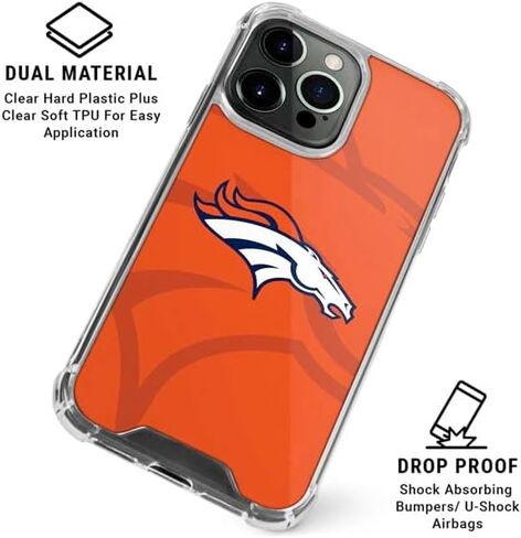 Skinit Clear Phone Case Compatible with iPhone 15 Pro Max - Officially Licensed NFL Denver Broncos Double Vision Design in Saudi Arabia