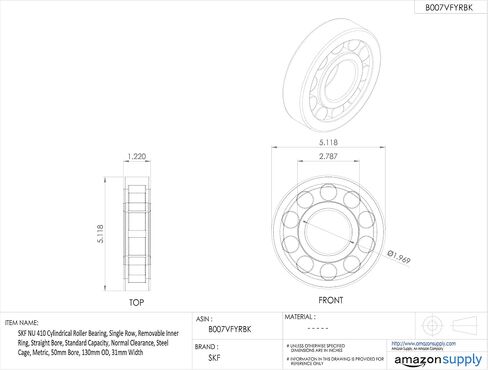 SKF NU 1005 Cylindrical Roller Bearing, Single Row, Removable Inner Ring, Straight Bore, Standard Capacity, Normal Clearance, Steel Cage, Metric, 25mm Bore, 47mm OD, 12mm Width in Saudi Arabia