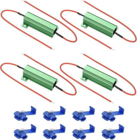 PATIKIL 50W 1 Ohm Aluminum Shell Resistor, 4Pcs Aluminum Housing Resistor with Clips Housed Case Wirewound Resistors Screw Tap Power Resistor, Green in Kuwait