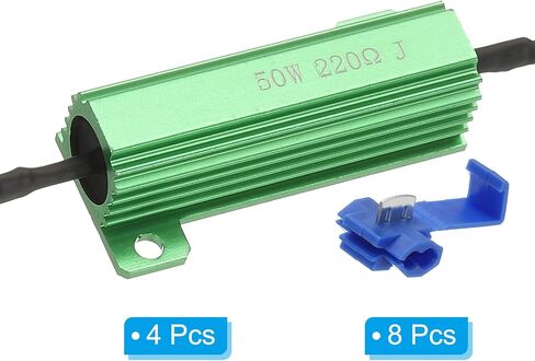PATIKIL 50W 1 Ohm Aluminum Shell Resistor, 4Pcs Aluminum Housing Resistor with Clips Housed Case Wirewound Resistors Screw Tap Power Resistor, Green in Kuwait