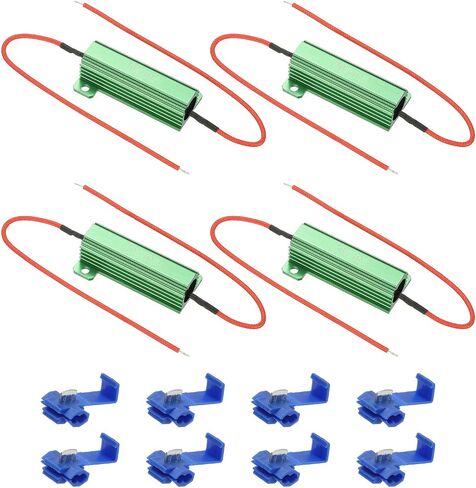 PATIKIL 50W 1 Ohm Aluminum Shell Resistor, 4Pcs Aluminum Housing Resistor with Clips Housed Case Wirewound Resistors Screw Tap Power Resistor, Green in Saudi Arabia