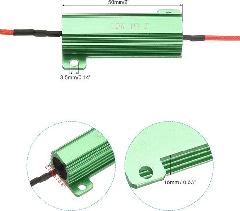 PATIKIL 50W 1 Ohm Aluminum Shell Resistor, 4Pcs Aluminum Housing Resistor with Clips Housed Case Wirewound Resistors Screw Tap Power Resistor, Green in Saudi Arabia