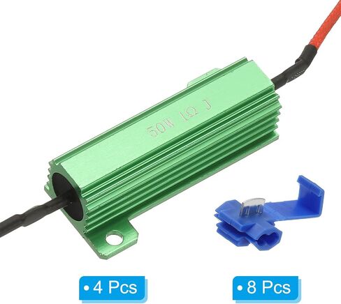 PATIKIL 50W 1 Ohm Aluminum Shell Resistor, 4Pcs Aluminum Housing Resistor with Clips Housed Case Wirewound Resistors Screw Tap Power Resistor, Green in Saudi Arabia