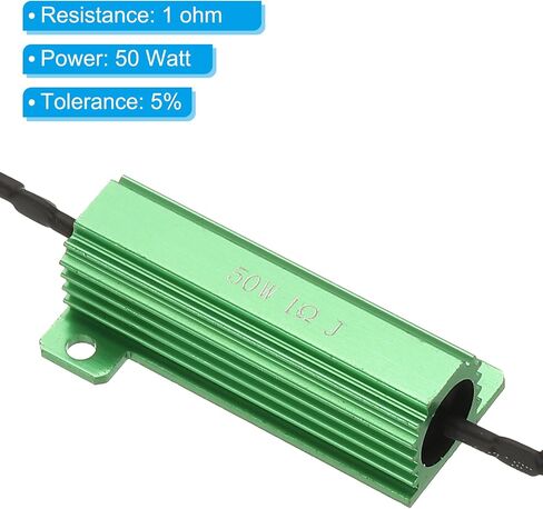 PATIKIL 50W 1 Ohm Aluminum Shell Resistor, 4Pcs Aluminum Housing Resistor with Clips Housed Case Wirewound Resistors Screw Tap Power Resistor, Green in Saudi Arabia