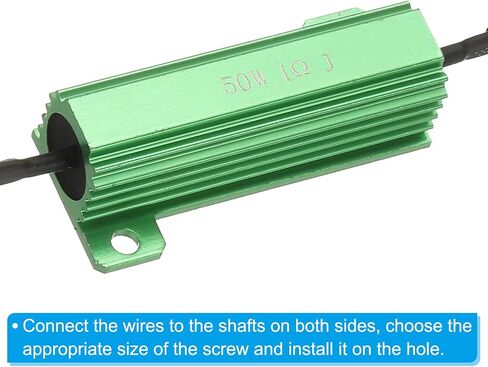 PATIKIL 50W 1 Ohm Aluminum Shell Resistor, 4Pcs Aluminum Housing Resistor with Clips Housed Case Wirewound Resistors Screw Tap Power Resistor, Green in Saudi Arabia