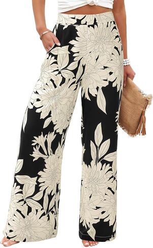 BTFBM Womens Wide Leg Summer Pants 2025 Boho Beach Vacation Weist Pertic Palazzo Pant Pockets in Saudi Arabia