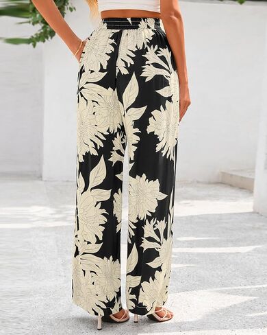 BTFBM Womens Wide Leg Summer Pants 2025 Boho Beach Vacation Weist Pertic Palazzo Pant Pockets in Saudi Arabia