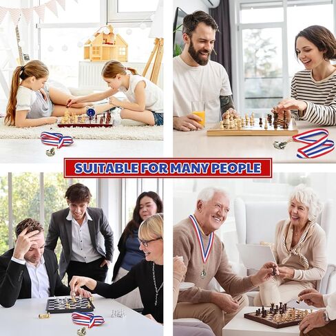 24 Pcs Chess Medals Metal Award Medals with Neck Ribbons Trophy Award Prize Gift for Rewards and Competitions in Saudi Arabia