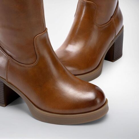 DREAM PAIRS Women's Knee High Boots Chunky Platform Heel Round Toe Boots for Women Side Zipper Stylish Comfortable Tall Boots in Saudi Arabia