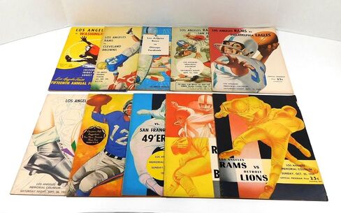 Lot of (10) Different 1959 Los Angeles Rams NFL Football Programs - NFL Programs in Saudi Arabia