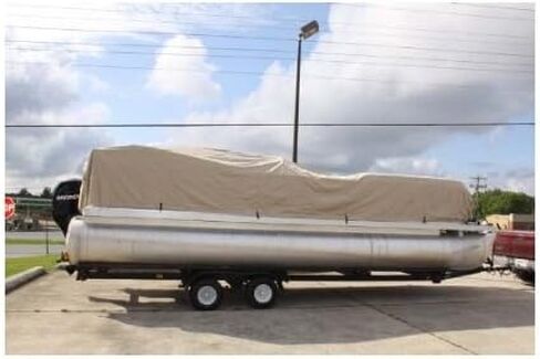 دوامة * تان/beige * 20 'Ultra 3 Pontoon/Deck Boat Cover ، لها مرونة وتناسب الأشرطة 18'1 "إلى 19" in Saudi Arabia