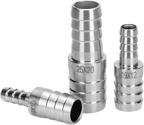 3-20 Mm Hose Barb Equal Reducing 304 Stainless Steel Bulkhead Hosetail Pipe Fitting Connector Panel 1Pcs(19mm-14mm Barb) in Saudi Arabia