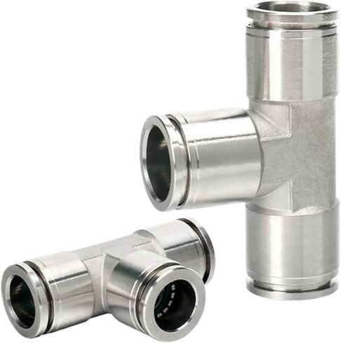 PE 4-16 مم 1/4 "3/8" 1/2 "Tube OD Tee 3 طرق 304 316 دفع الفولاذ المقاوم للصدأ في موصل هواء هواء 1pcs (4-6-4mm_od أنبوب) in Saudi Arabia