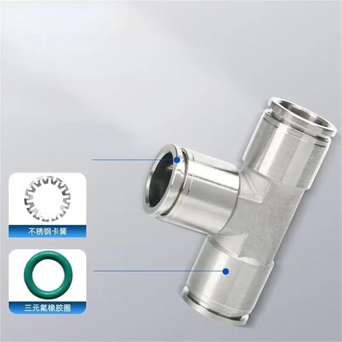 PE 4-16 مم 1/4 "3/8" 1/2 "Tube OD Tee 3 طرق 304 316 دفع الفولاذ المقاوم للصدأ في موصل هواء هواء 1pcs (4-6-4mm_od أنبوب) in Saudi Arabia
