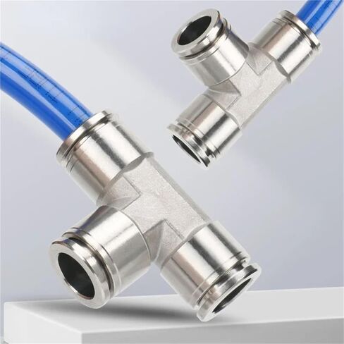 PE 4-16 مم 1/4 "3/8" 1/2 "Tube OD Tee 3 طرق 304 316 دفع الفولاذ المقاوم للصدأ في موصل هواء هواء 1pcs (4-6-4mm_od أنبوب) in Saudi Arabia