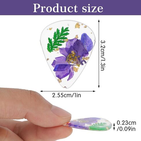 3Pcs Guitar Pick Flower, Dried Flower Resin Guitar Plectrums Heavy Handmade Colorful Guitars Plectrums for Bass Electric Acoustic Ukulele, Triangle in Saudi Arabia