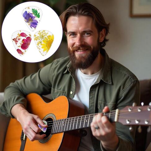 3Pcs Guitar Pick Flower, Dried Flower Resin Guitar Plectrums Heavy Handmade Colorful Guitars Plectrums for Bass Electric Acoustic Ukulele, Triangle in Saudi Arabia